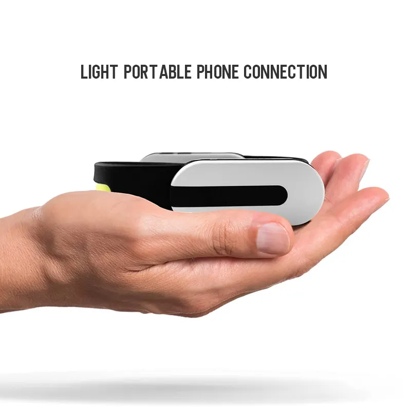 Wide Beam Lightweight LED Headlamp Rechargeable with Motion Sensor New Phone Music Function