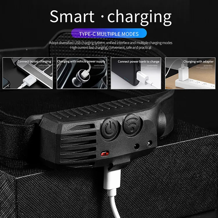 8 Modes 3 Colors Silicone Headlight 230 Degree Usb Rechargeable Headlamp Ipx4 Waterproof 660lm Head Lamp Wtih Motion Sensor