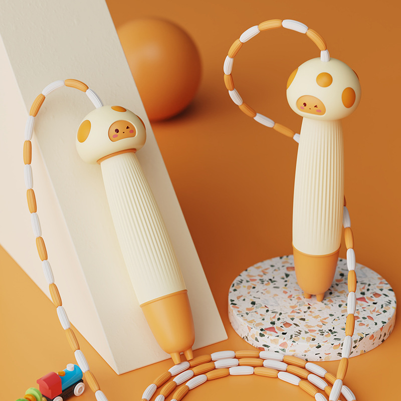 Children’s bamboo knots jump rope kindergarten pattern soft beads beginner jump rope cartoon silicone adjustable