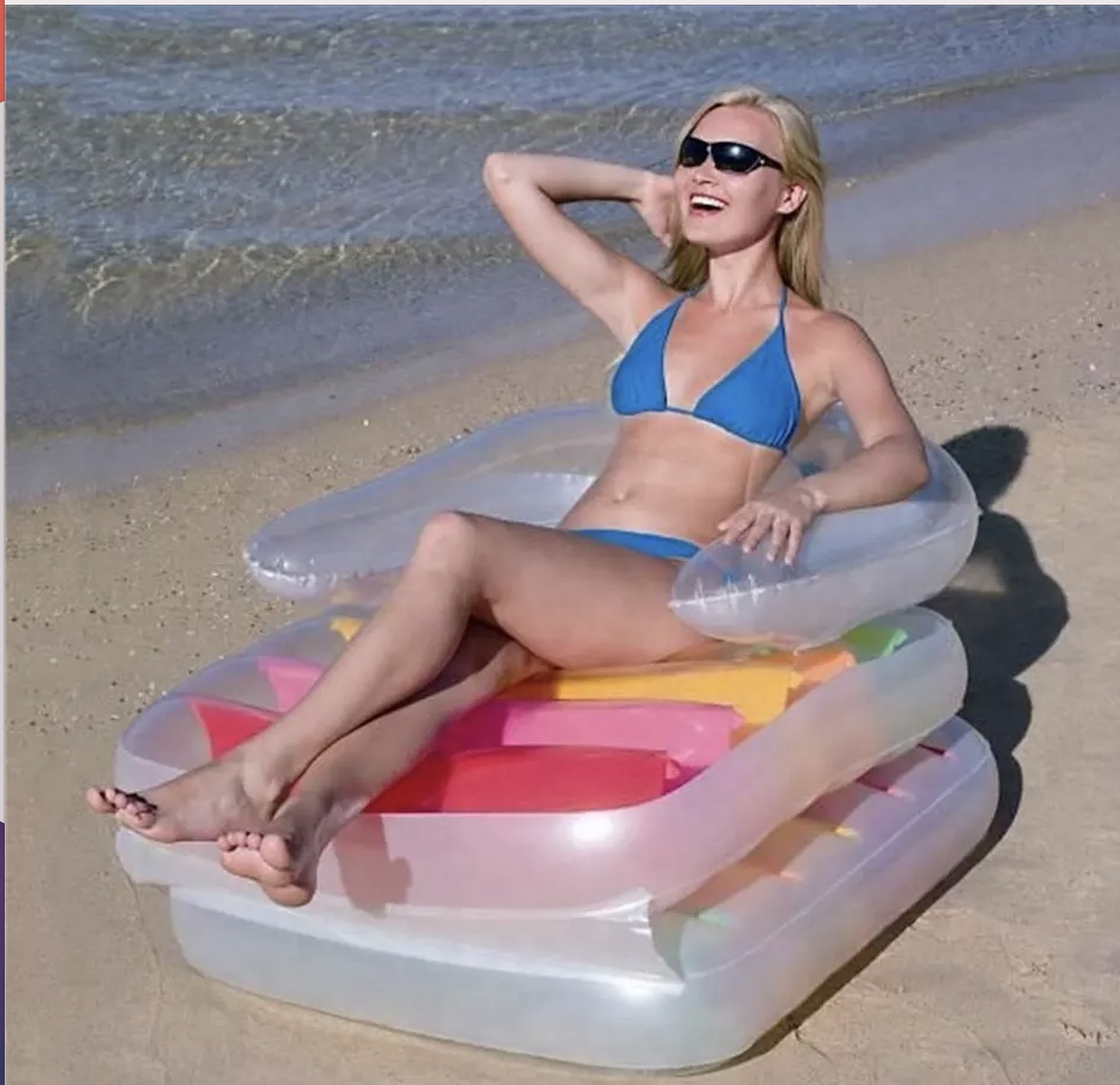 wholesale foldable inflatable air bed Beach floating lounger mat for sea or swimming pool