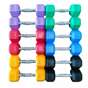 Color rubber hexagonal dumbbells
