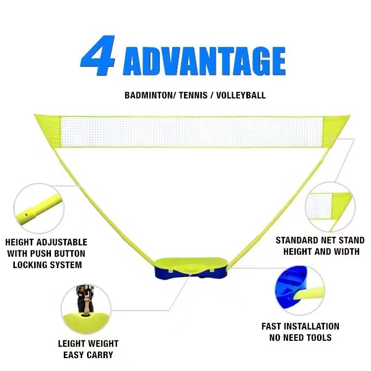 2 in 1 belt net portable badminton set best sell