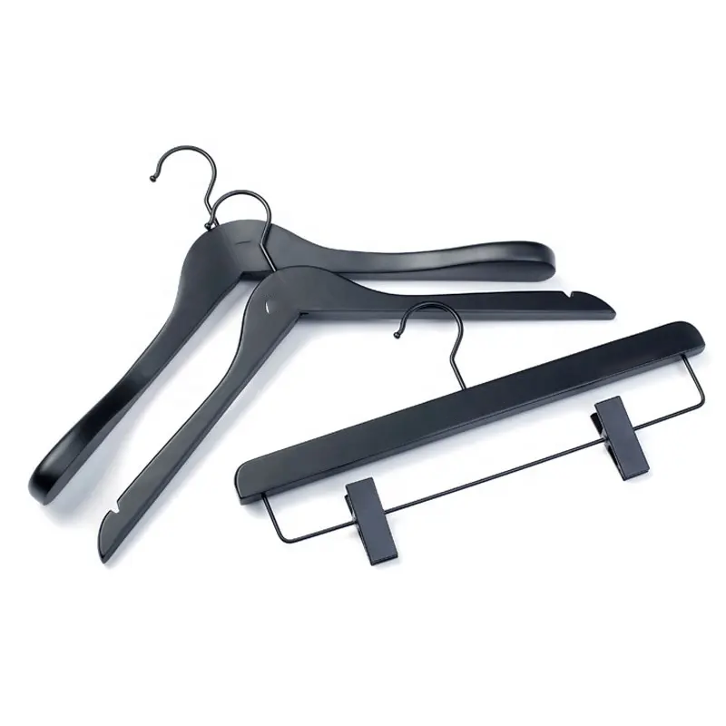 Wooden Hangers in Natural,White,Black,Cherry,Antique Color,Suit Clothes Hanger with Non Slip Pants Bar