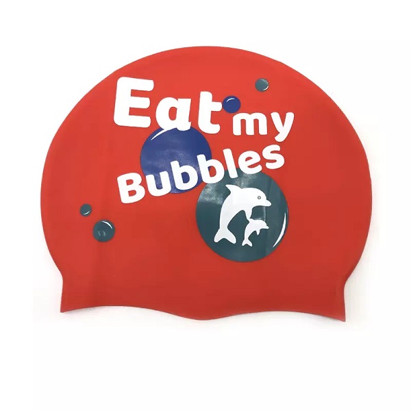 Promotional Gift Colorful Fashion Swim caps Custom Logo Printed Cheap Swimming Cap Silicone Swim Caps for kids adult Featured Image