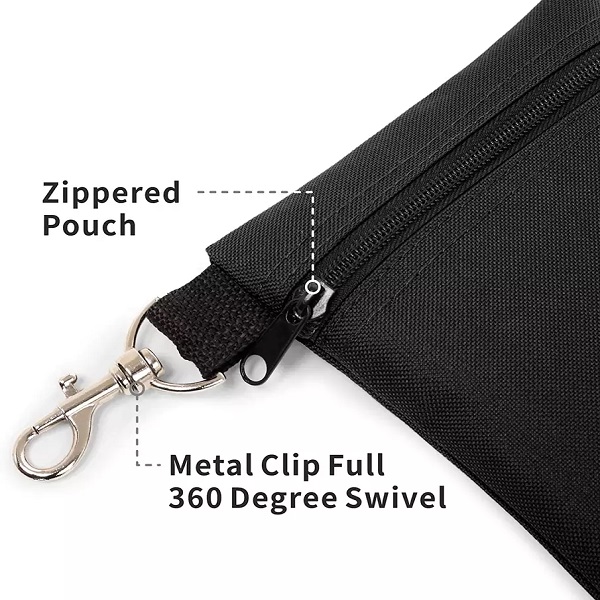 Golf Tee Pouch Custom Logo Professional Zipper Bag Golf Tee Pouch with Metal Lobster Claw Clip