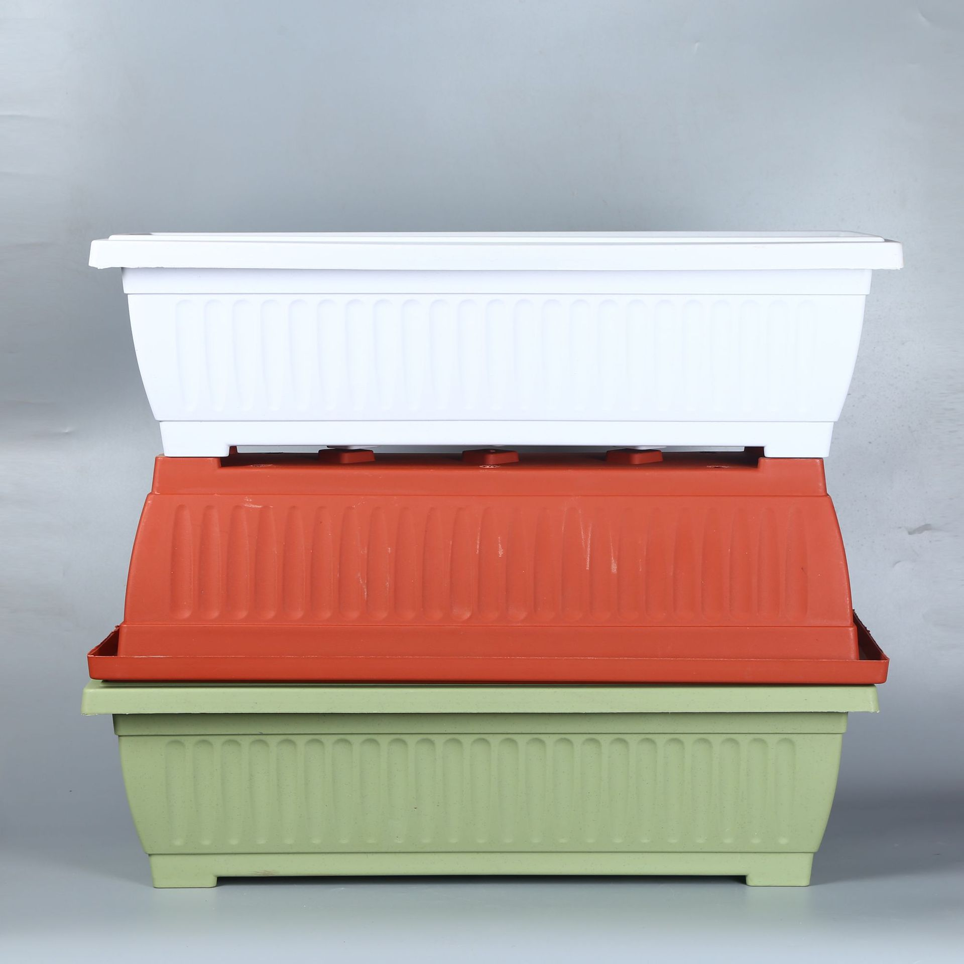 Balcony outdoor rectangular plastic flower pot Base vegetable pot Flower strawberry green leafy vegetable long strip pot Hohlen pot