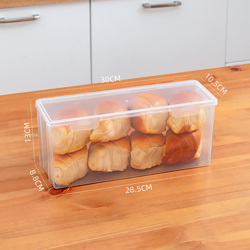 Household crisper box, transparent plastic toast bread storage box for food grade refrigerator, kitchen refrigerator storage box