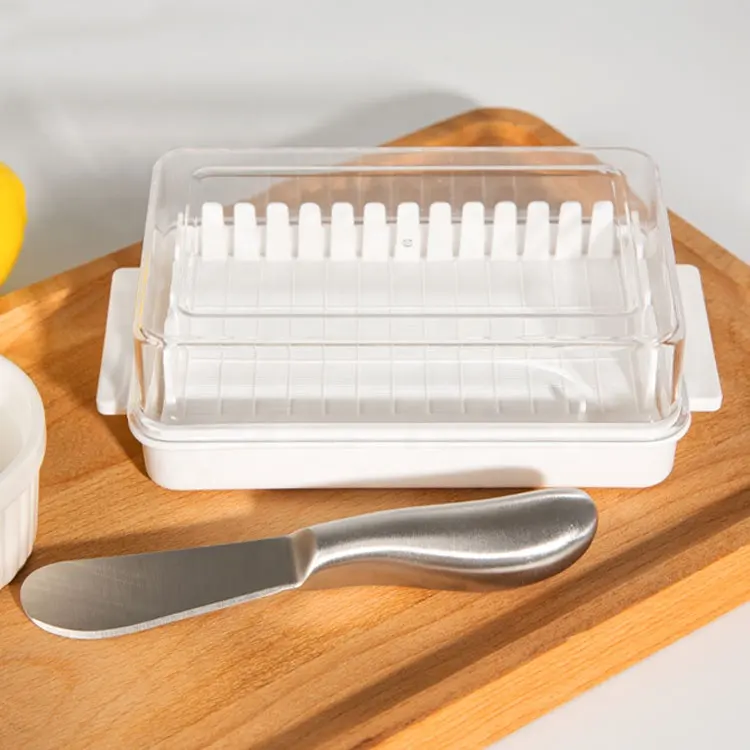 Hot Sales Japanese Style Refrigerator Butter Quantitative Cutting Storage Plastic Butter Dish With Cover