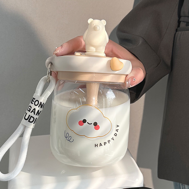 Water cup girl large capacity plastic cup stirring straw cup 2022 new student portable high-value breakfast cup