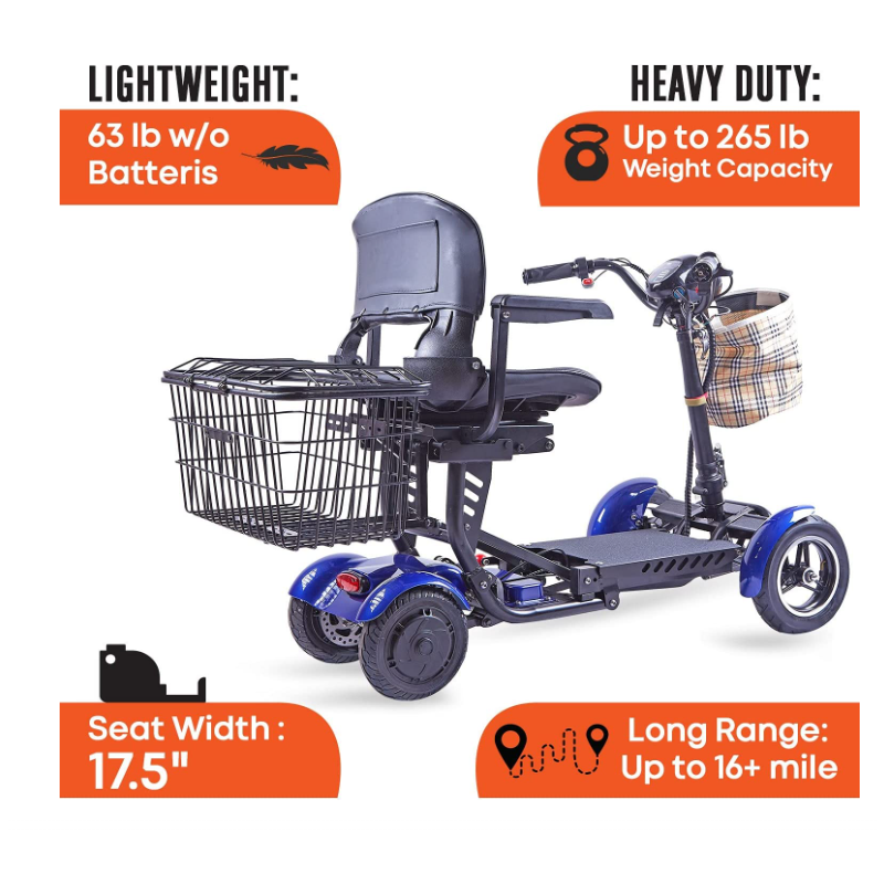 All-terrain 4 wheel foldable mobile scooter
