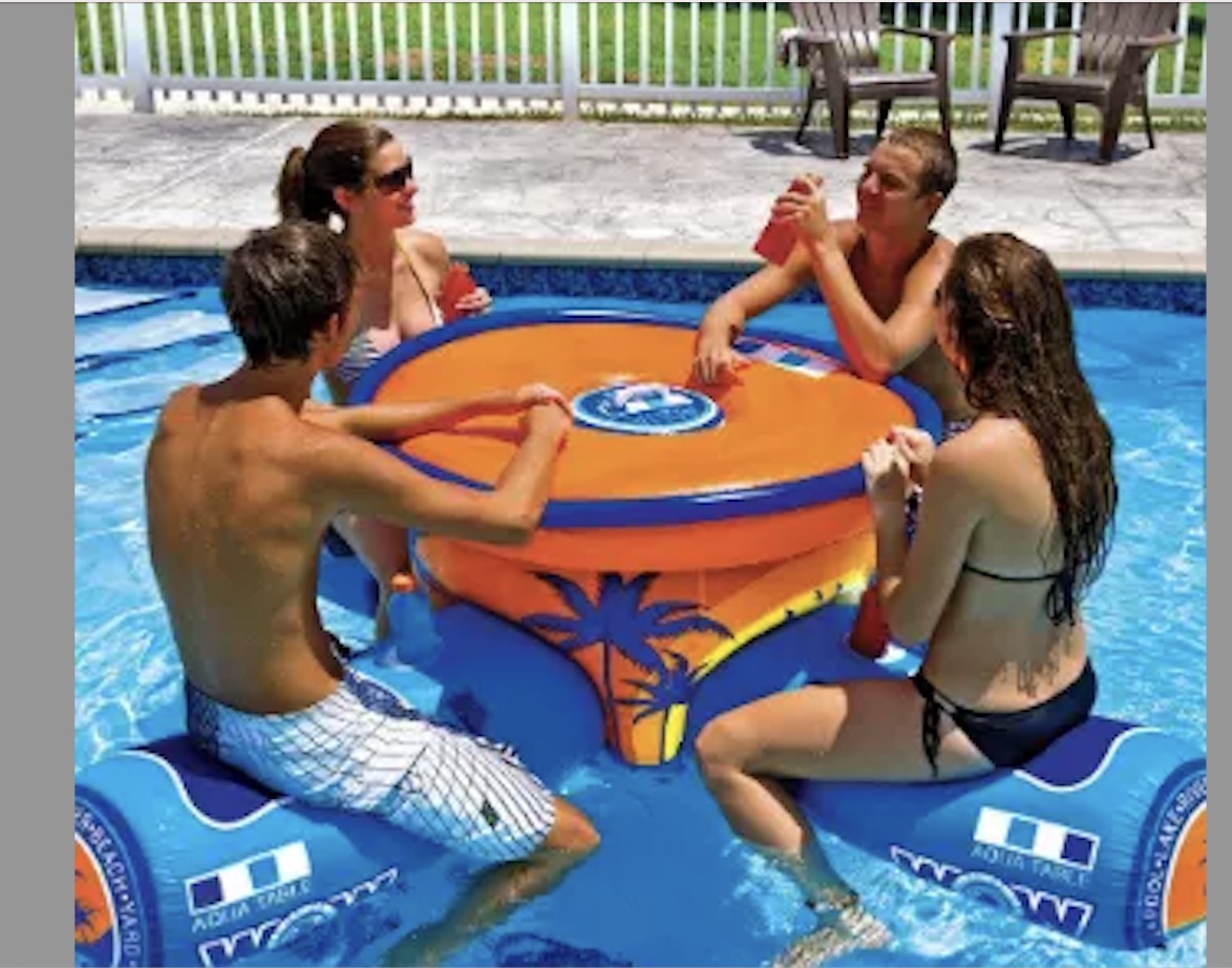 Custom inflatable floating island with ice bucket table swimming pool lake river floating 2-4 people island
