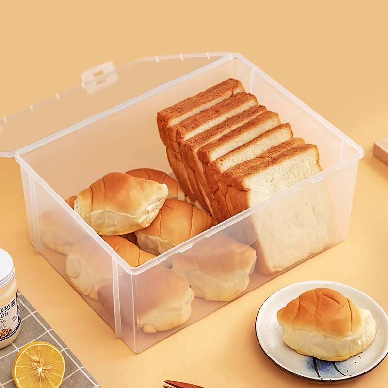 Household crisper box, transparent plastic toast bread storage box for food grade refrigerator, kitchen refrigerator storage box