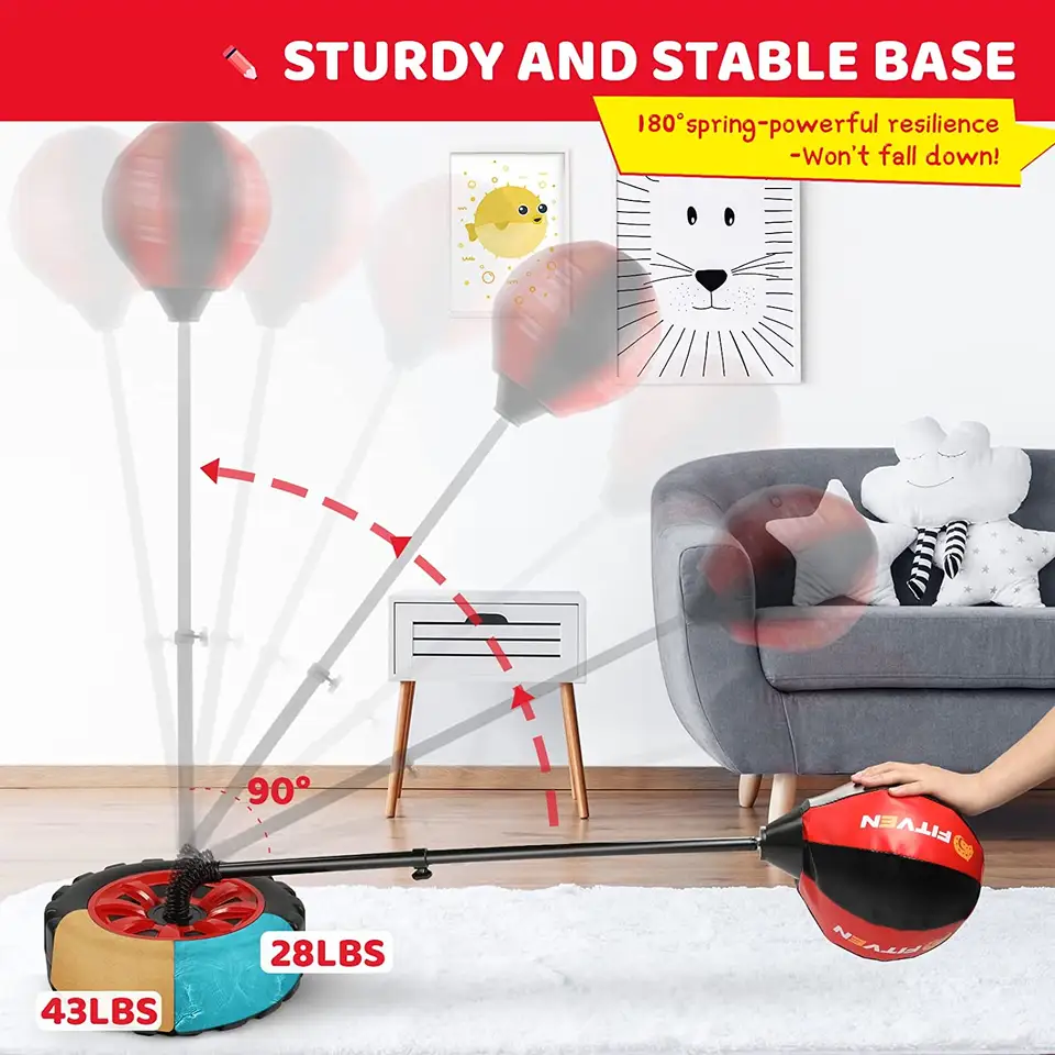 Adjustable punch bag for kids boxing set