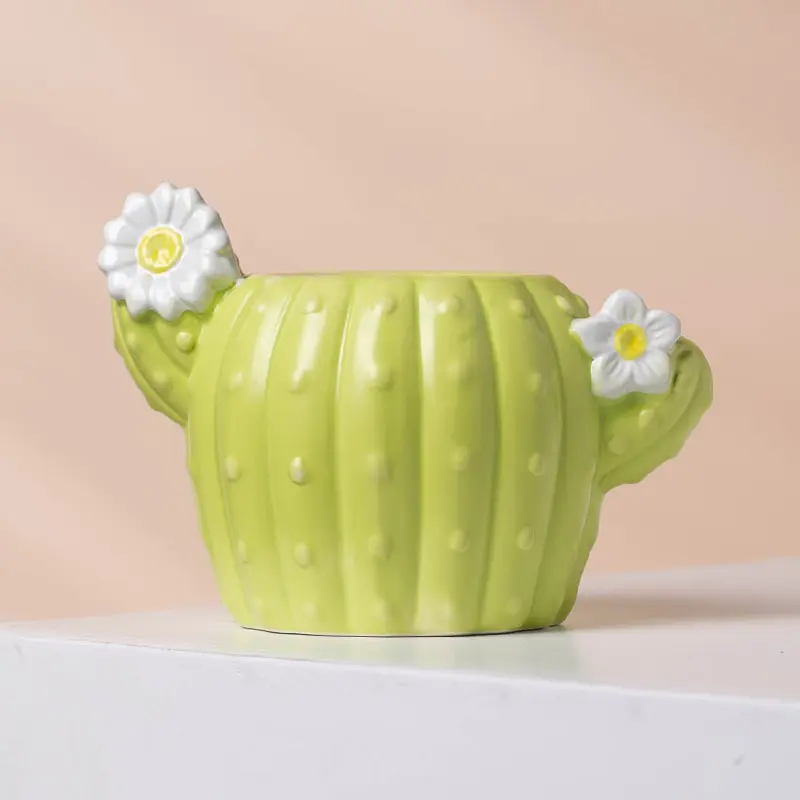 Cartoon Cactus Succulent Plants Planters Mini Small Ceramic Bonsai Pot Artificial Plant Suculentas Macetas Flower Pots