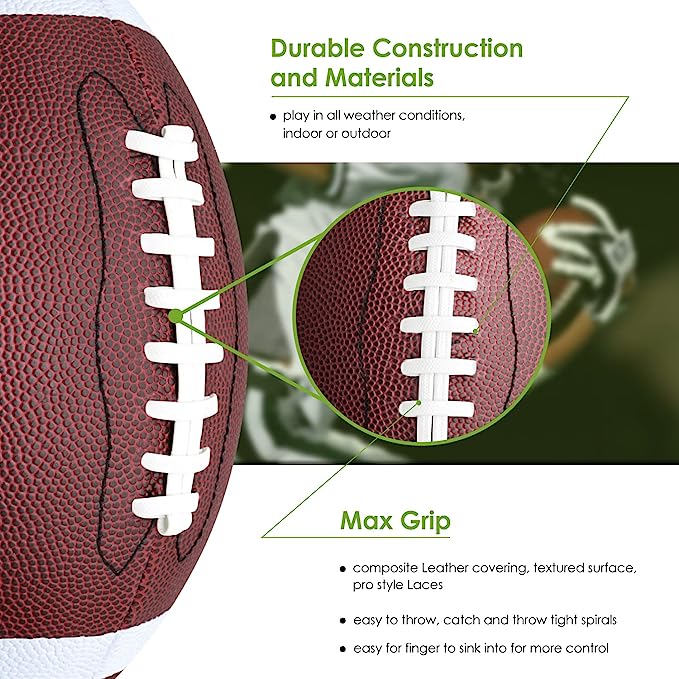 6 Composite Leather Footballs for Youth American Footballs