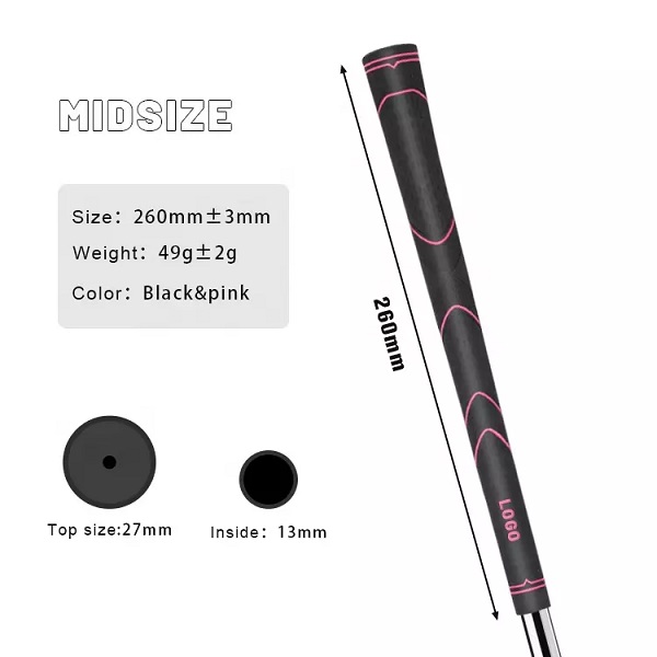High Quality Standard Golf Grips OEM Midsize Black Golf Club Grips Custom Logo Antislip Golf Rubber Grip