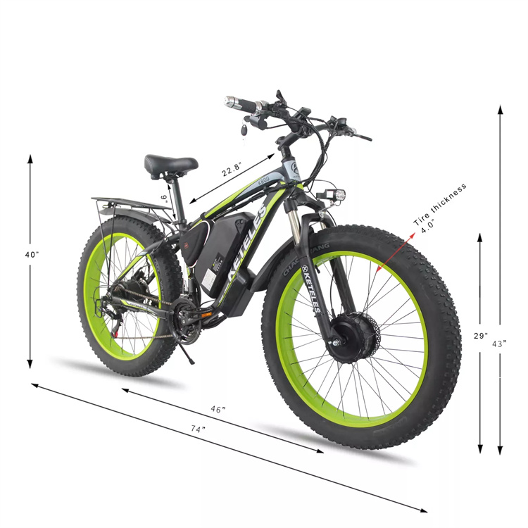 K800 Double Motor 2 Wheel Drive 2000W Powerful Motor 17.5AH Lithium Battery Electric Bicycle 26×4.0 inch Fat Tire E-Bike