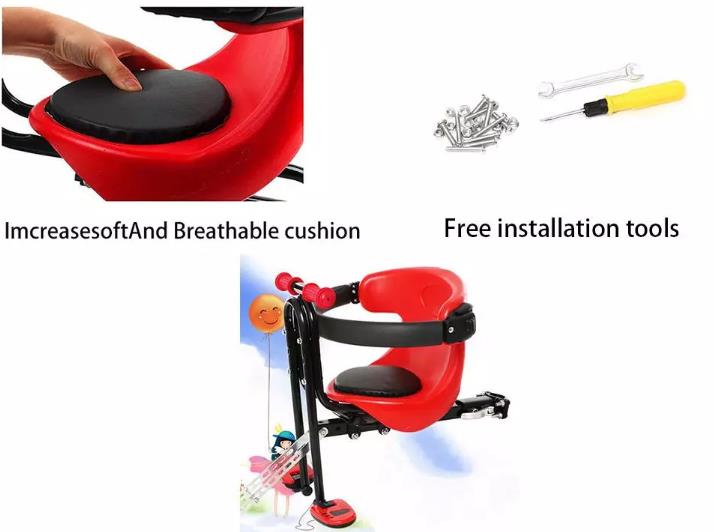 Child Bike Seat Bicycle Front Mount Baby Carrier With Handrail For Kids Toddler Front Mounted Child Bike Seat
