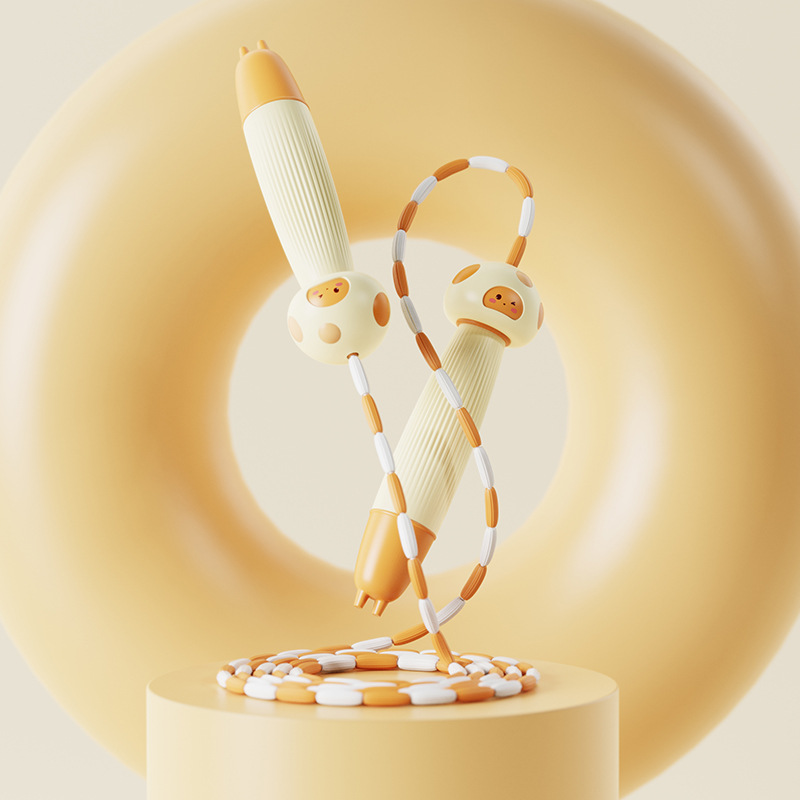 Children’s bamboo knots jump rope kindergarten pattern soft beads beginner jump rope cartoon silicone adjustable