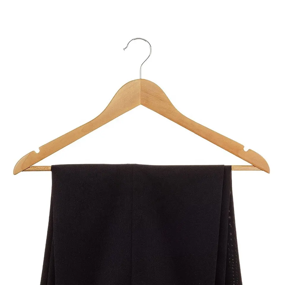 Wood Suit Hangers for Clothes Premium Quality Wooden Coat Hangers with logo Strong and Durable Suit Hangers Natural