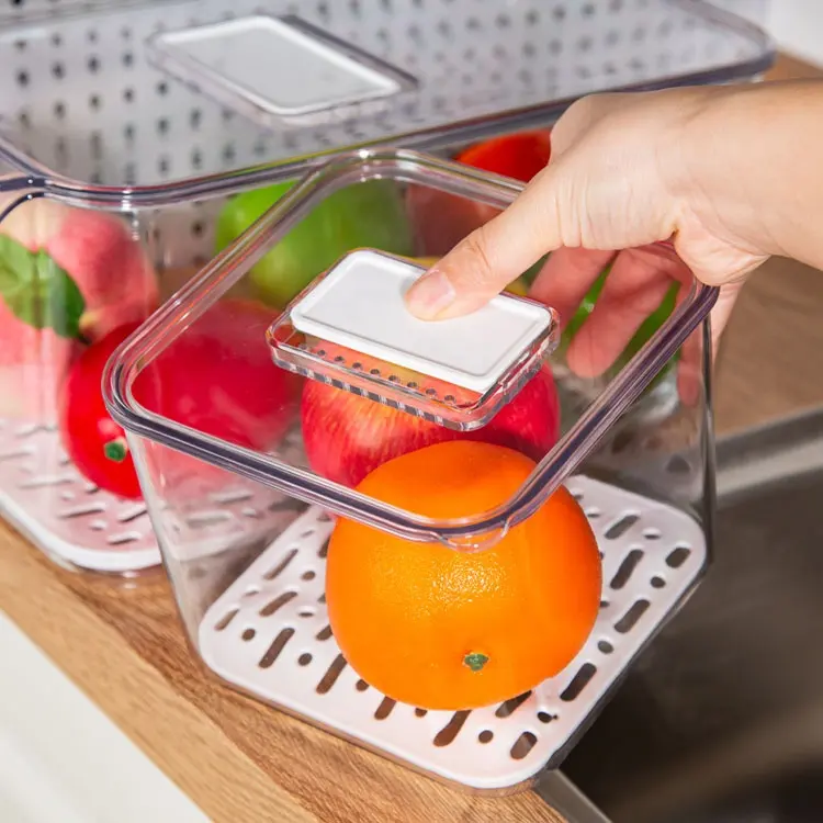Custom BPA-Free -30~60 PET PP Vegetable Stackable Refrigerator Organizer Bins Plastic Fruit Storage Container For Fridge