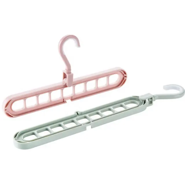 Plastic Hangers for Clothing Store Multi-function Foldable Space Saving 9 Holes Clothes Hanger Rack Home Organizer