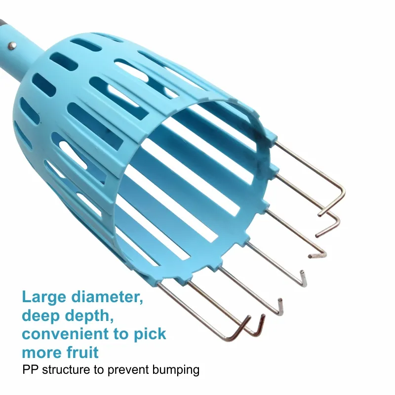 Fruit Picker Tool Adjustable Fruit Picker with Basket Apple Orange Pear Picker with Light-Weight Stainless Steel Pole