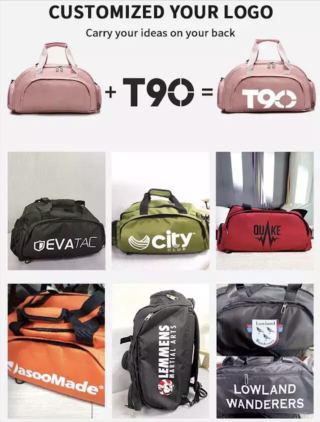 Custom Logo Travel Duffel Bag With Shoe Compartment T90 Basketball Football Training Soccer Ball Sports Women Men Duffle Gym Bag