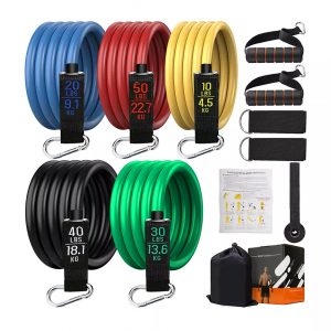 Set of 11: Fitness equipment, ankle straps, shoulder exercise resistance bands
